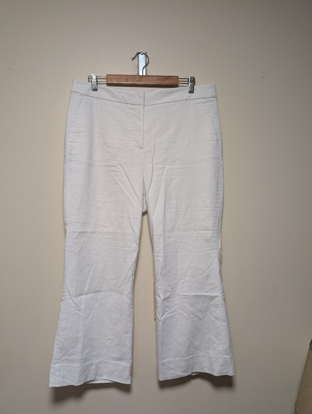J.Crew Kelsey Pants Women’s 14 White Linen Blend Wide Leg Trousers